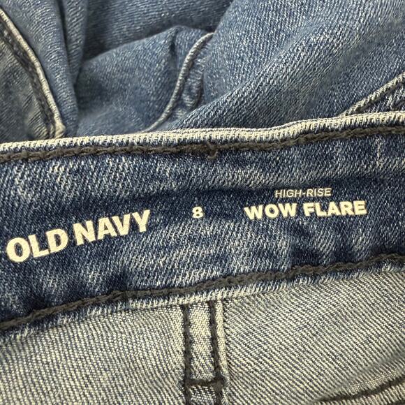 Old Navy Womens High-Rise Wow Flare Stretch Pockets Casual Medium Blue Jeans 8 - Picture 9 of 10
